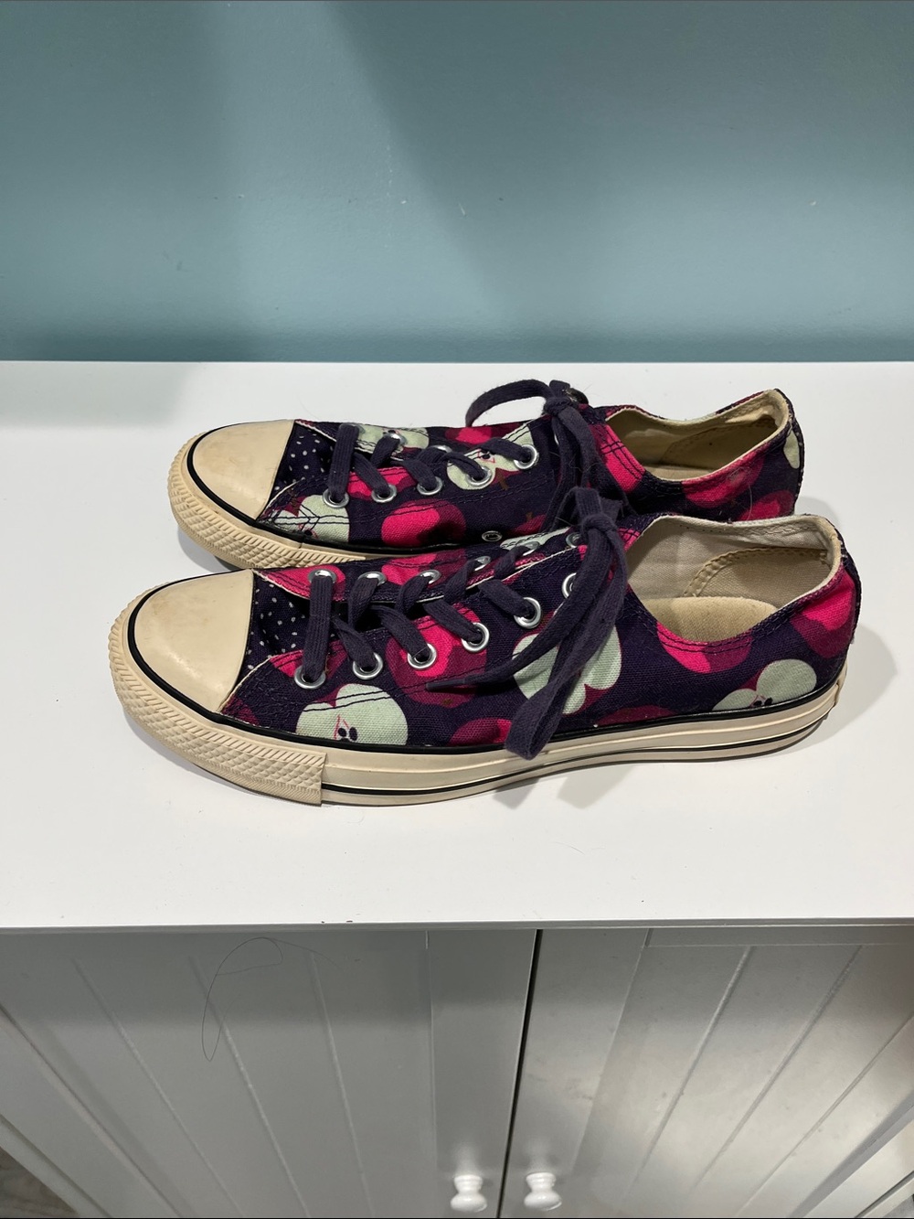 Converse Low-Top Canvas Sneakers in Dark Purple and Hot Pink - Picture 2 of 7